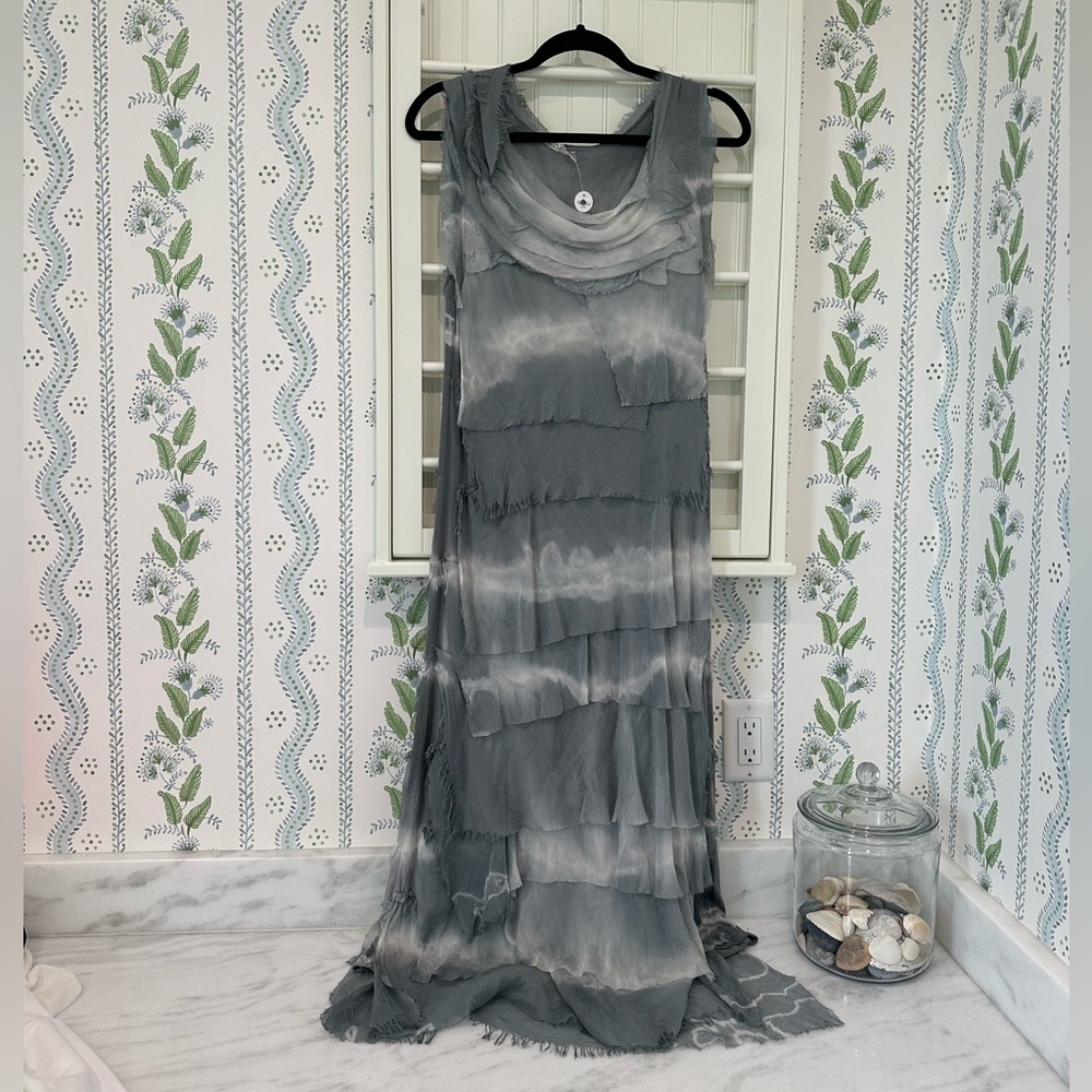 Jacqueline B Italian Silk Long Layered Dress NWT Size Medium